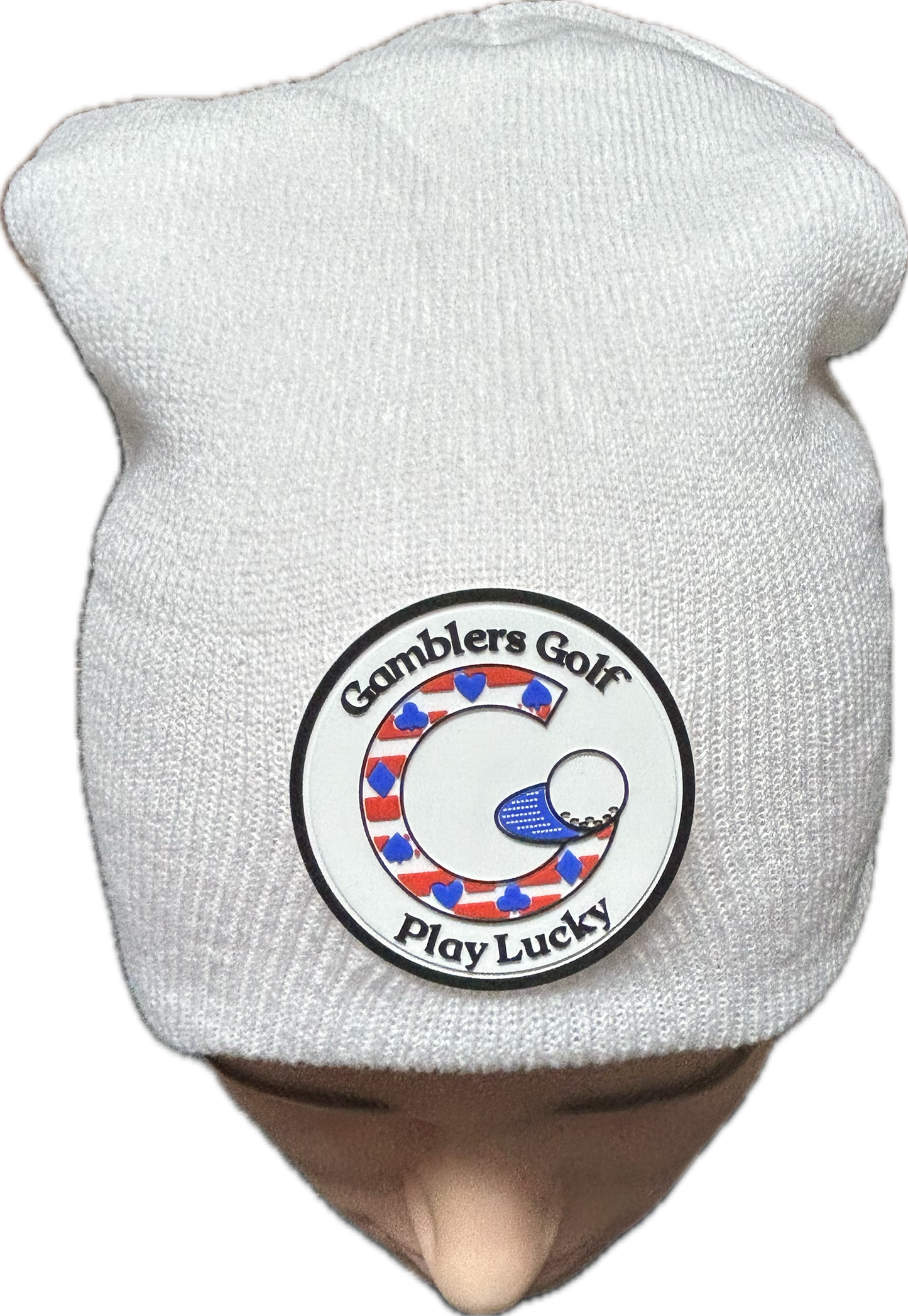 Gamblers Golf Cold Weather White Beanie Hat