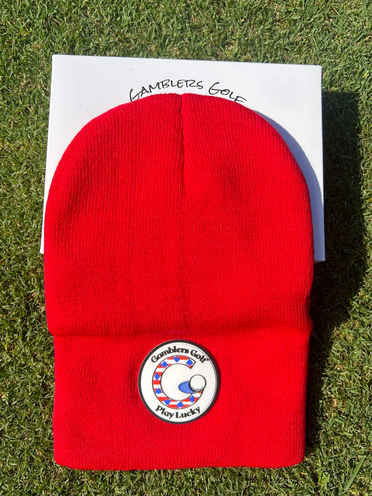 Gamblers Golf Cold Weather Red Beanie Hat