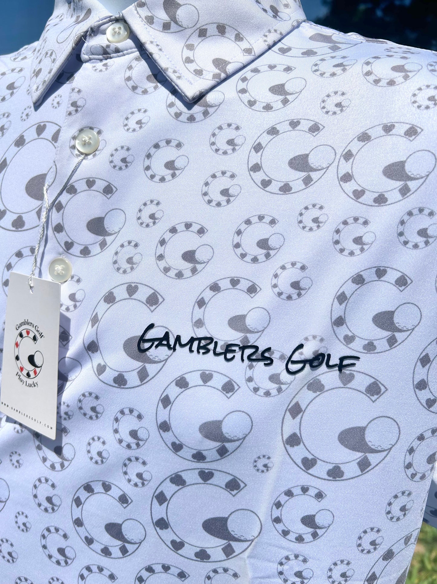 Gamblers Golf Grey Logo Print Golf Shirt