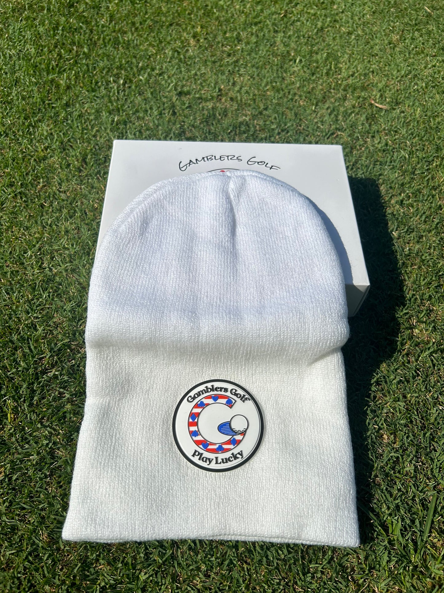 Gamblers Golf Cold Weather White Beanie Hat