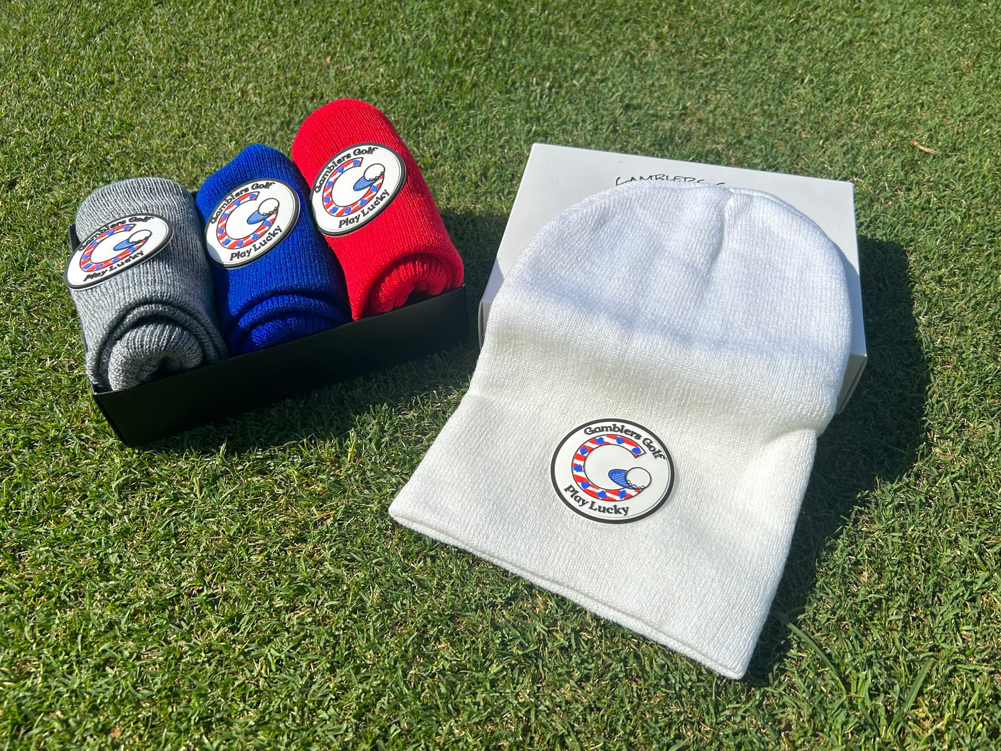 Gamblers Golf Cold Weather White Beanie Hat